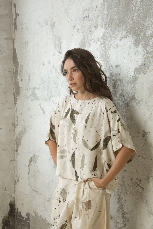 Camisa Cartucho ❁ Pétalos y Eucalipto